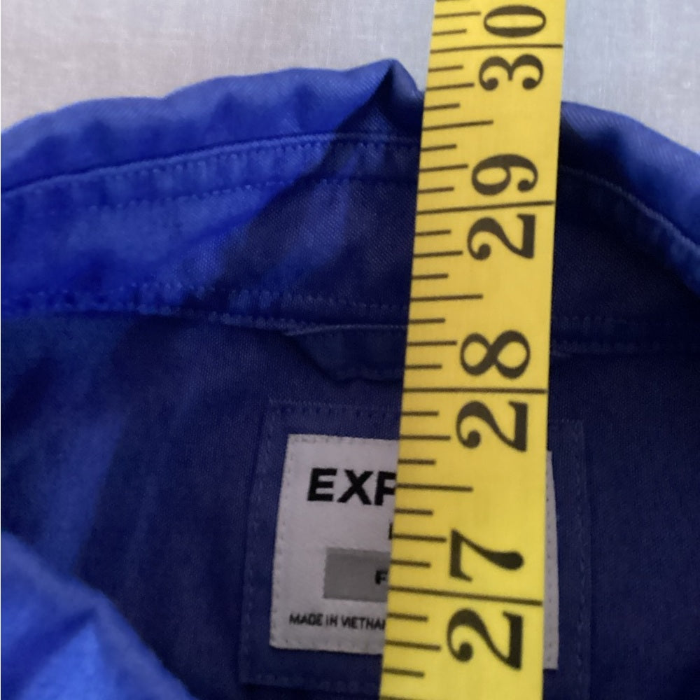Express Vibrant Blue Casual Button-Down Shirt, Size Medium Fitted