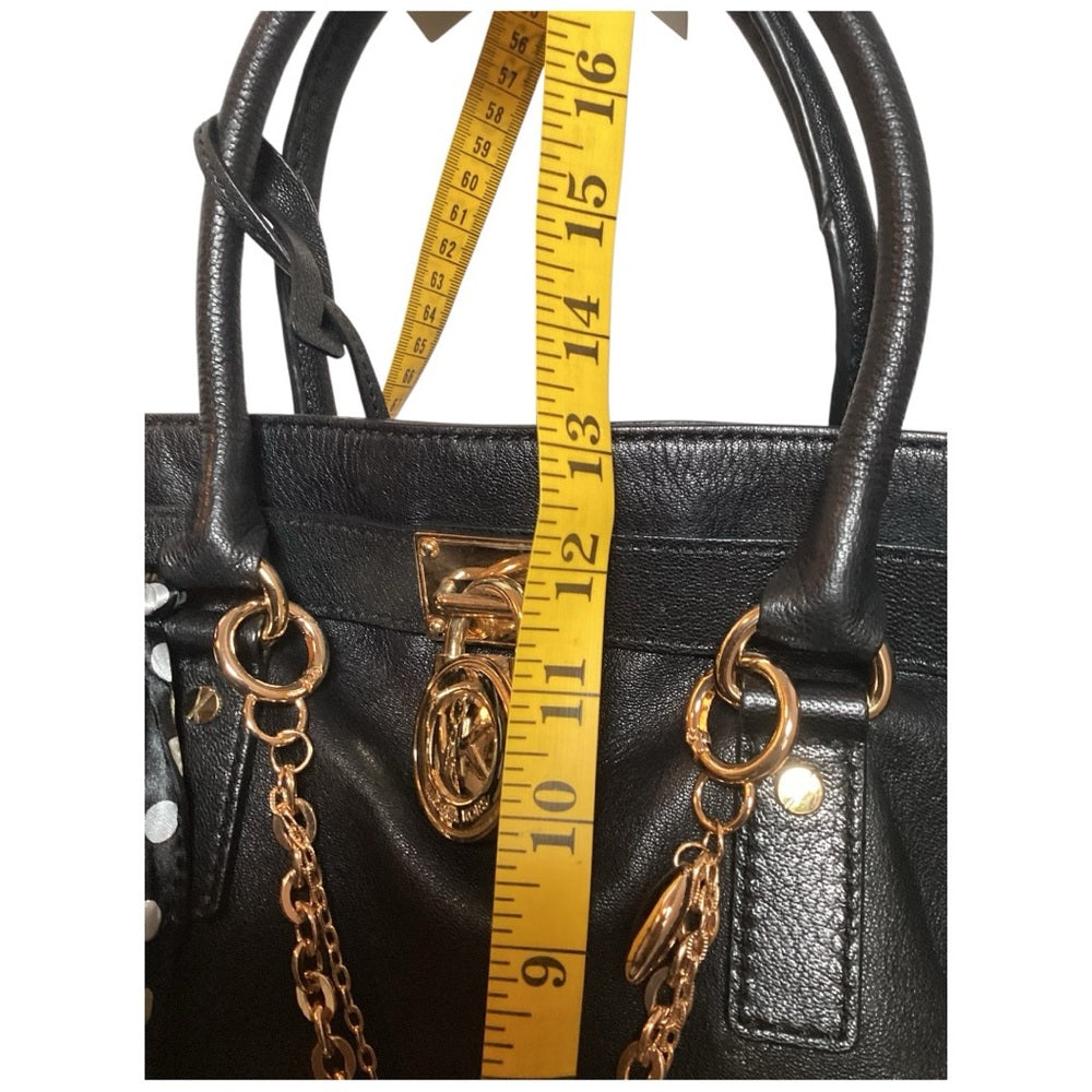 Michael Kors Black Shoulder Bag with Gold Chain and Polka Dot Bow