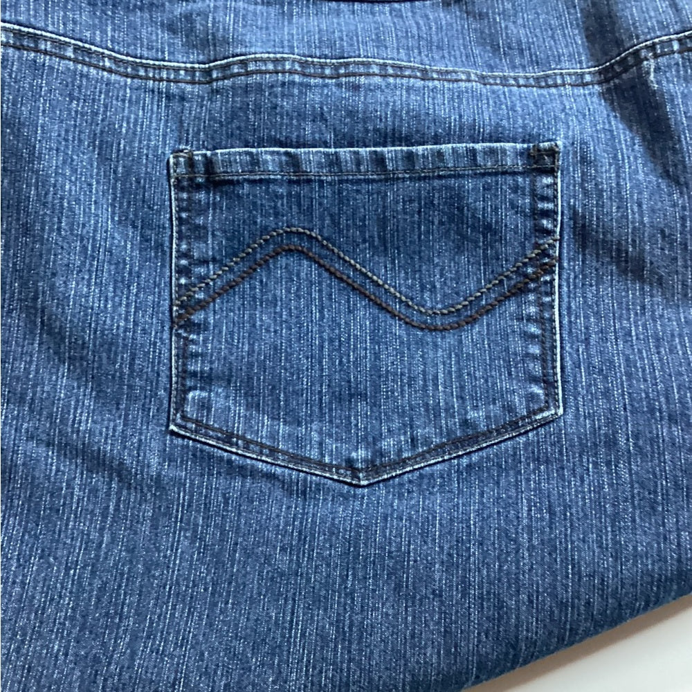 CJ Banks Classic Blue Straight Leg Jeans, Petite, Stretch, Plus Size 28