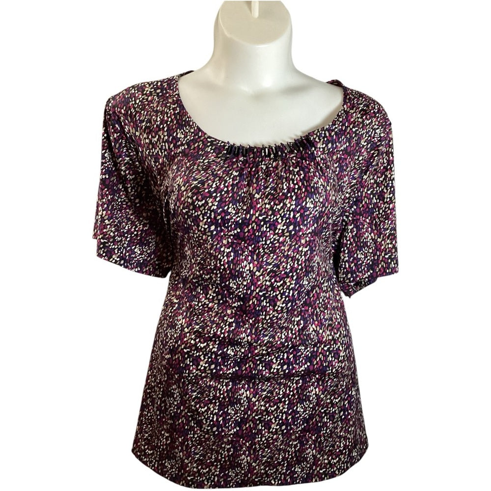 Chic Purple Patterned Blouse, Plus Size 3X