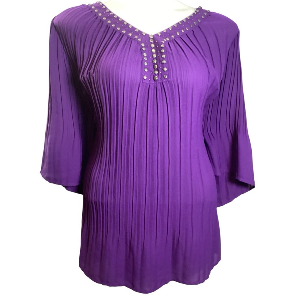 Woman Within Violet Studded Blouse, Plus Size 2X