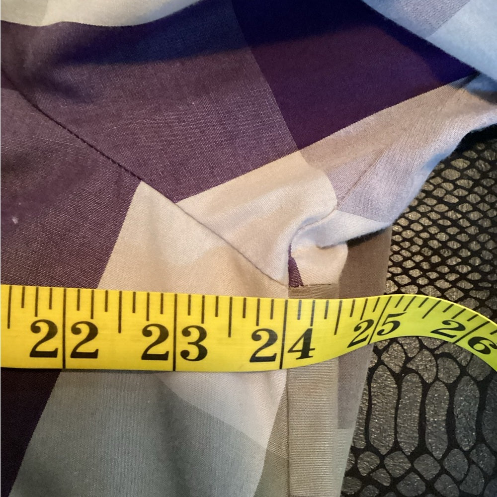 Kim Rogers Checkered Blouse in Purple and Tan, Plus Size 18 (2X)