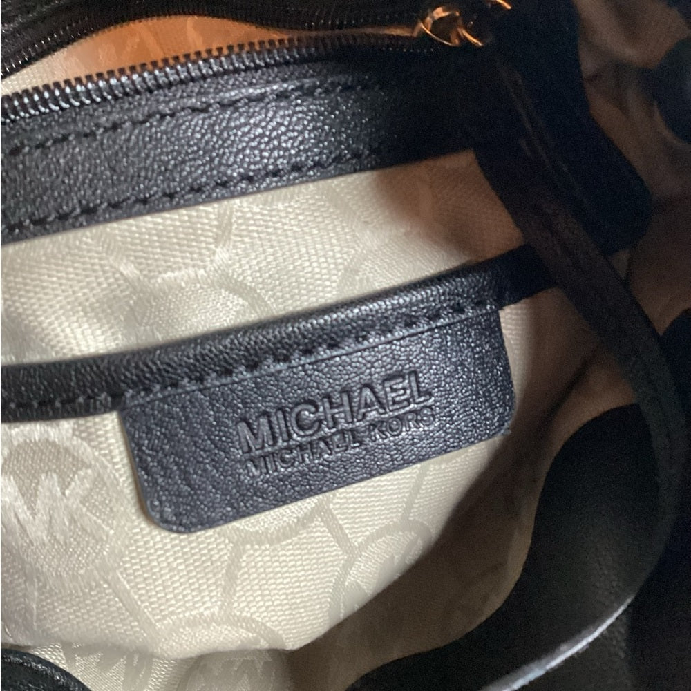 Michael Kors Black Shoulder Bag with Gold Chain and Polka Dot Bow