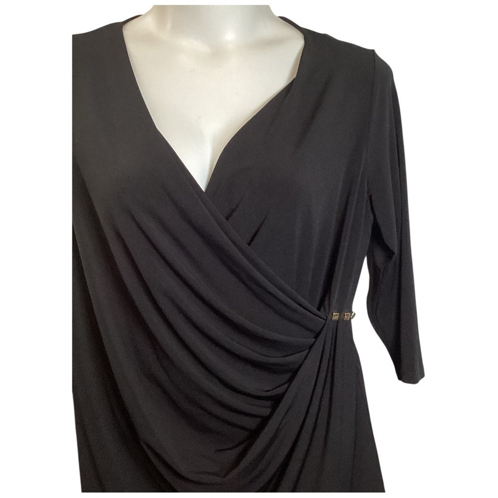Premise Black Draped Blouse, Stretch, Plus Size 2X