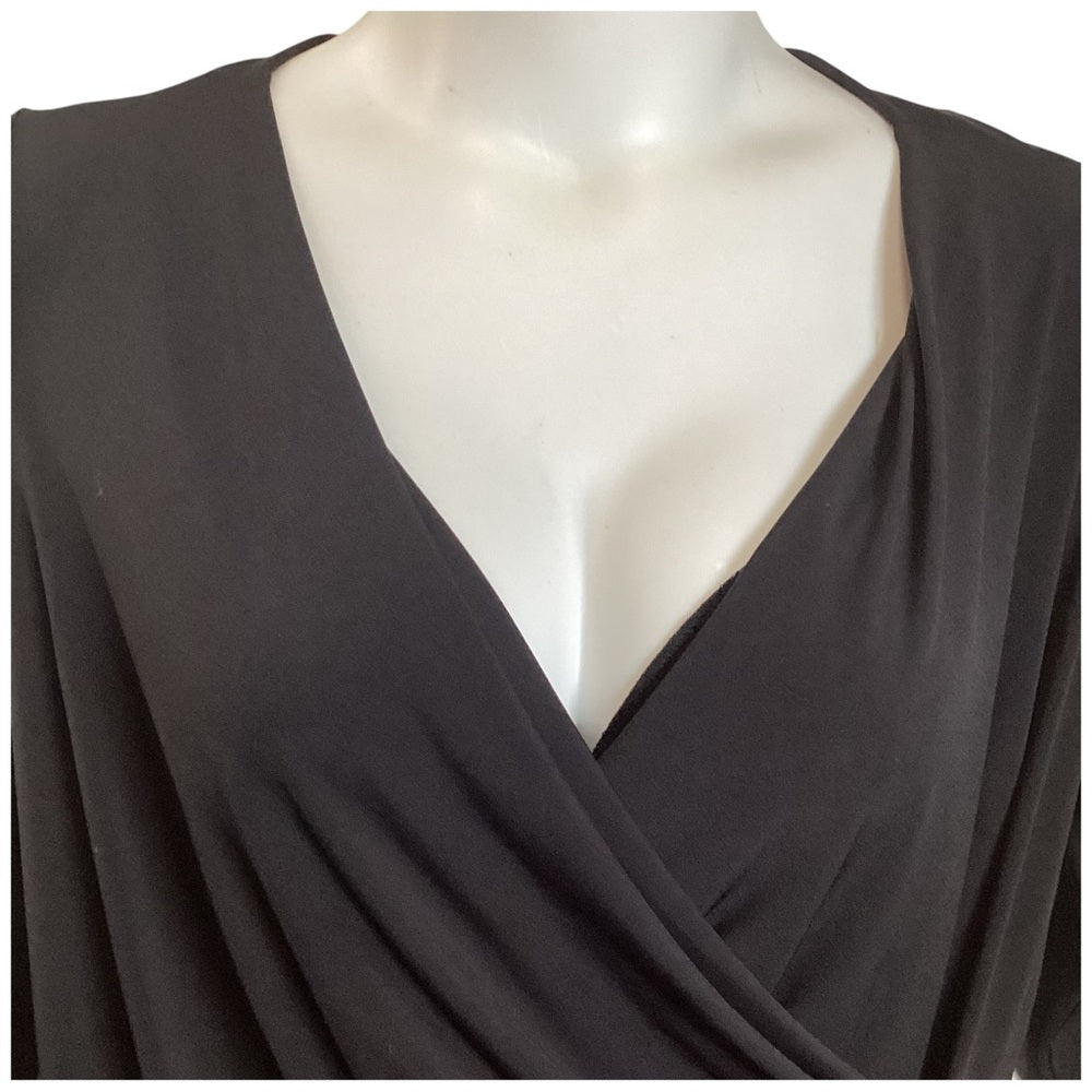 Premise Black Draped Blouse, Stretch, Plus Size 2X