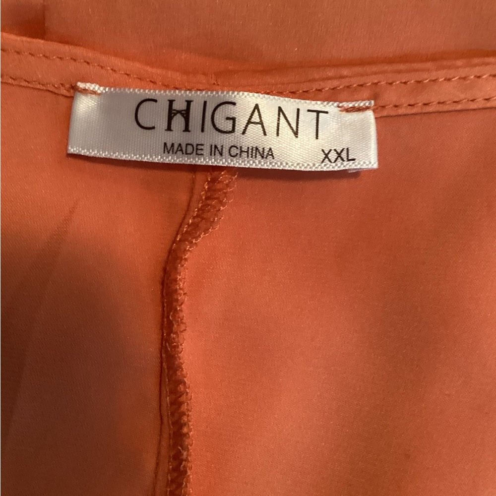 Gant Tangerine Satin V-Neck Blouse, Plus Size 2X