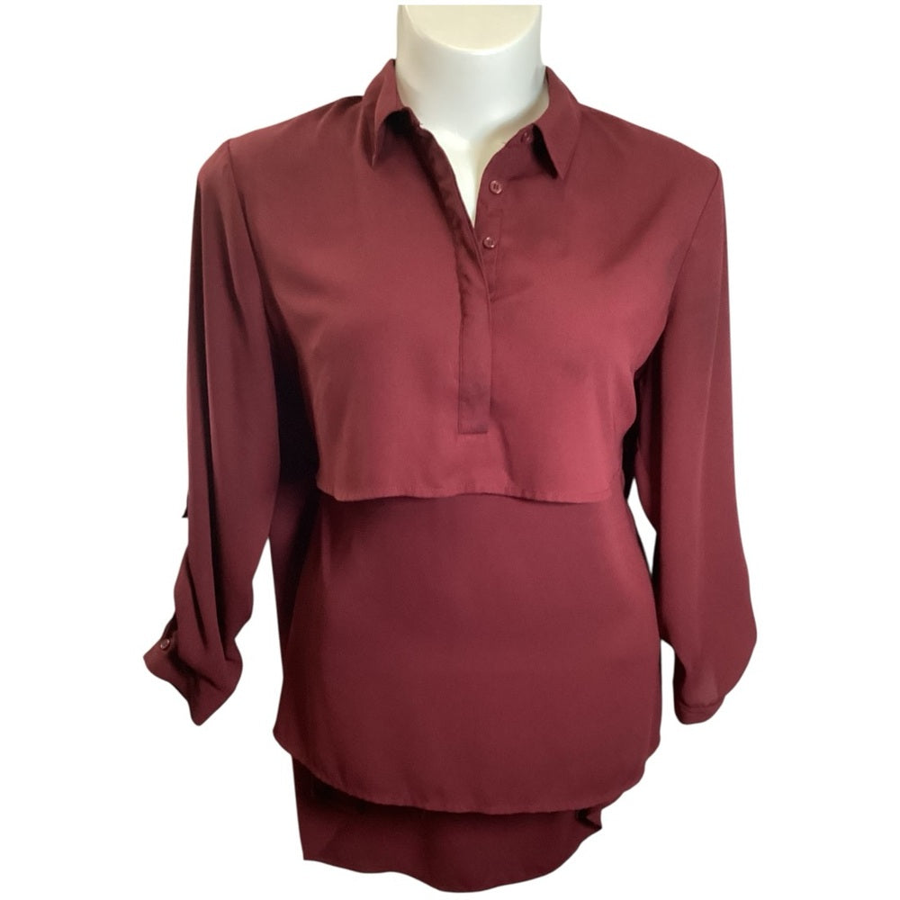Cato Maroon Layered Blouse, Plus Size 18/20 (2X)
