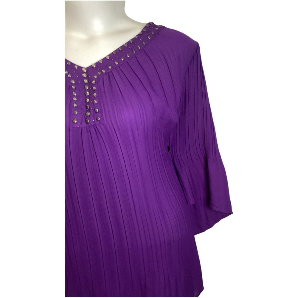 Woman Within Violet Studded Blouse, Plus Size 2X