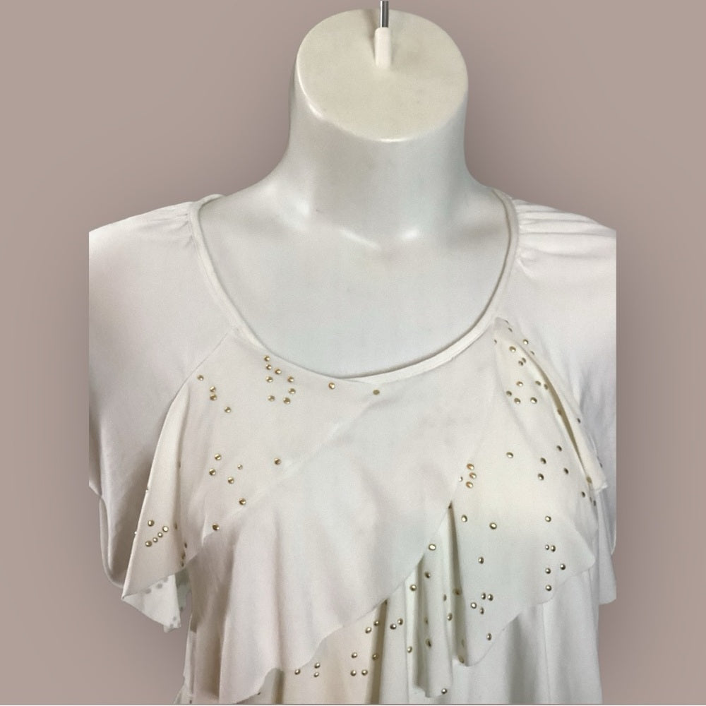 Kim Rogers White Layered Ruffle Blouse, Plus Size 2X