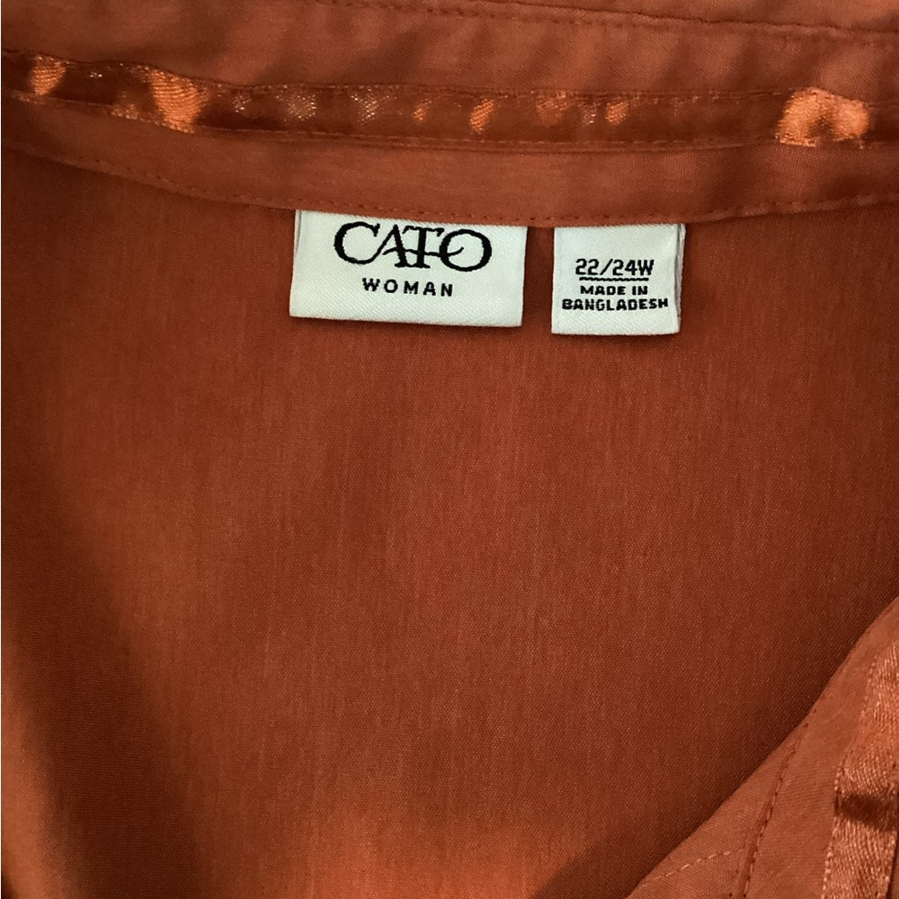 Cato Women's Terracotta Button-Down Shirt, Stretch, Plus Size 22/24 (3X)