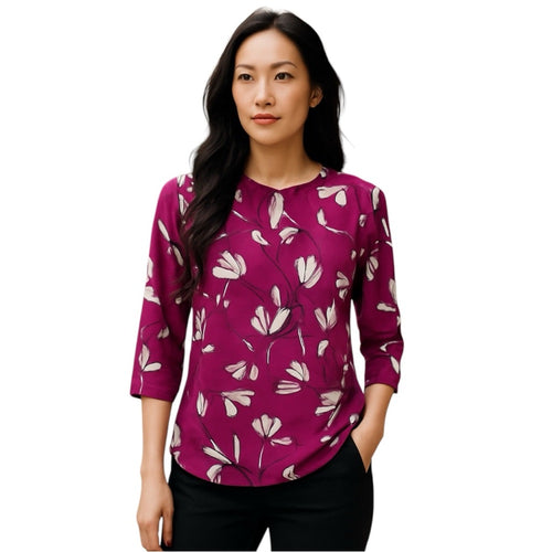 41 Hawthorn Purple Fitted 3/4 Sleeve Blouse, Plus Size 2X Resale