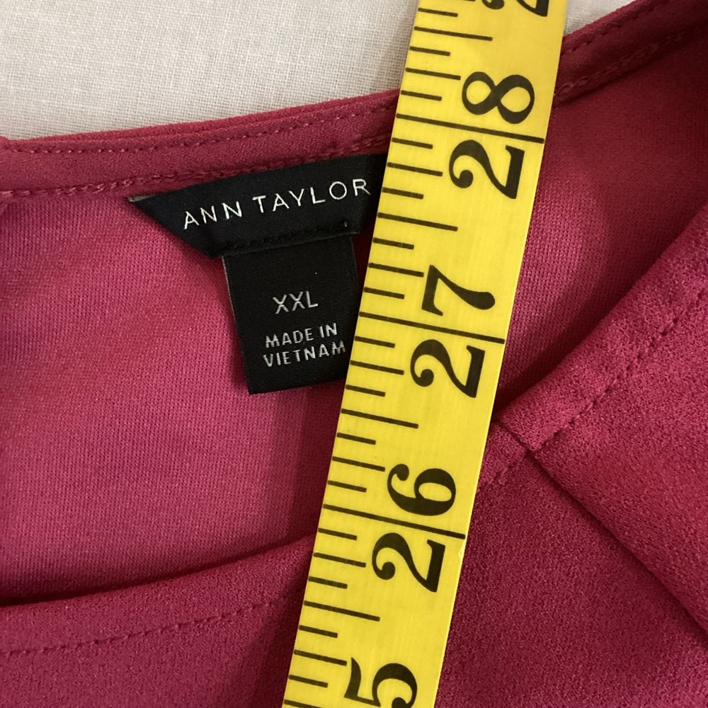 Ann Taylor Rich Red Long Sleeve Top, Plus Size 2X