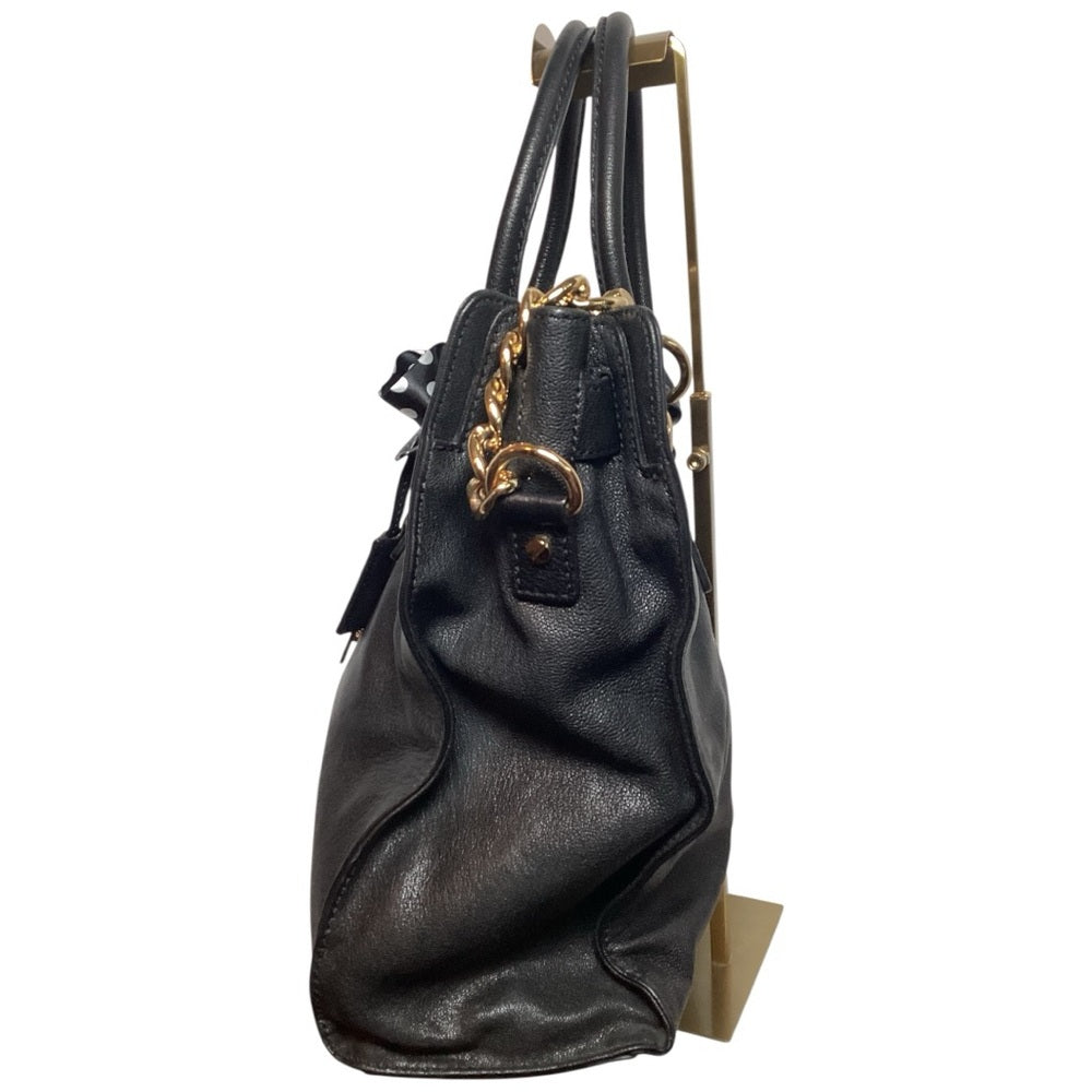 Michael Kors Black Shoulder Bag with Gold Chain and Polka Dot Bow