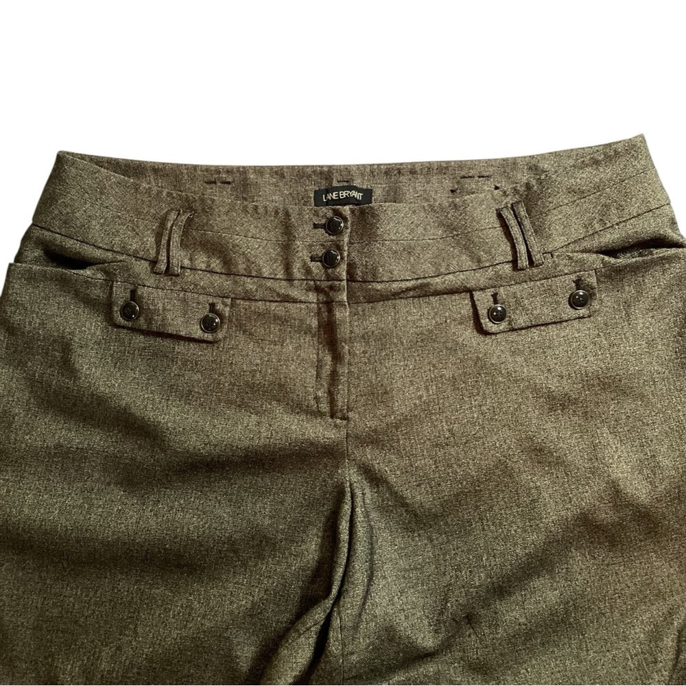 Lane Bryant Tan Flare Trousers, Stretch, Plus Size 28