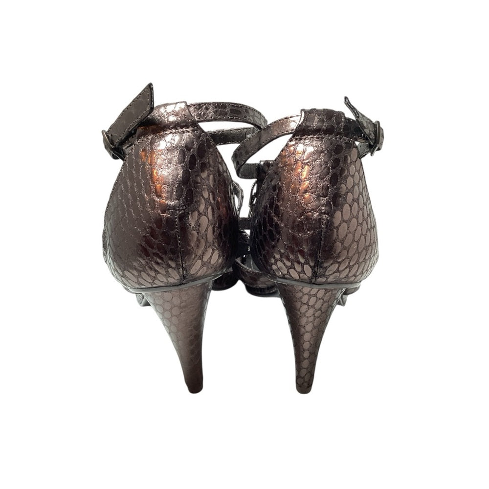Kenneth Cole Bronze Strappy Heels with Fringe, Size 8
