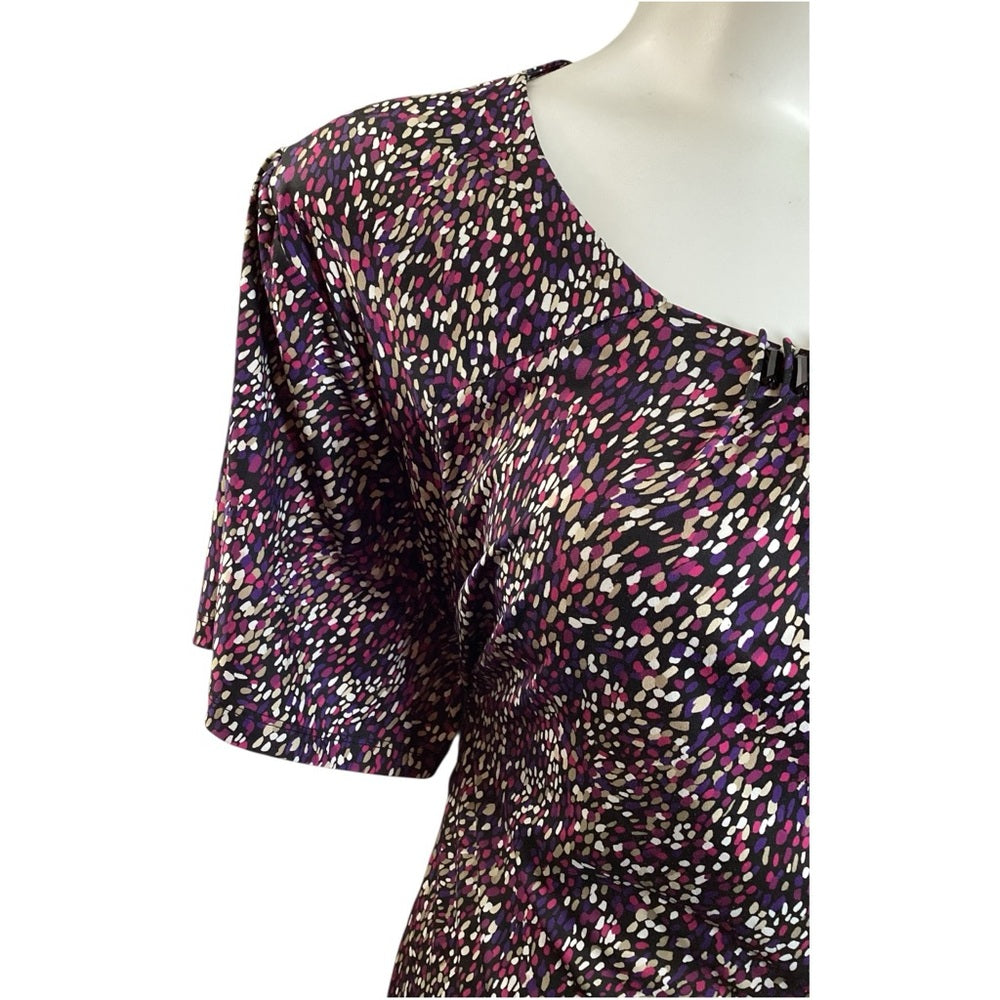 Chic Purple Patterned Blouse, Plus Size 3X