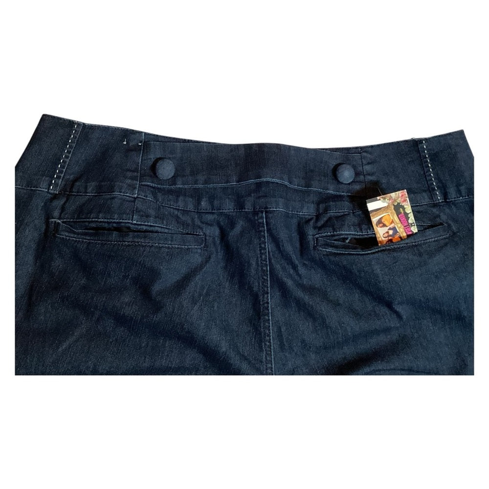 Venezia Navy Flare Jeans, Wide Leg, Stretch, Plus Size 28