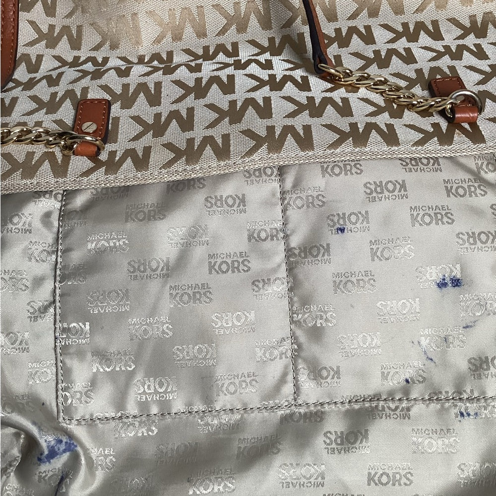Michael Kors Beige Signature Tote with Pouch, Preloved