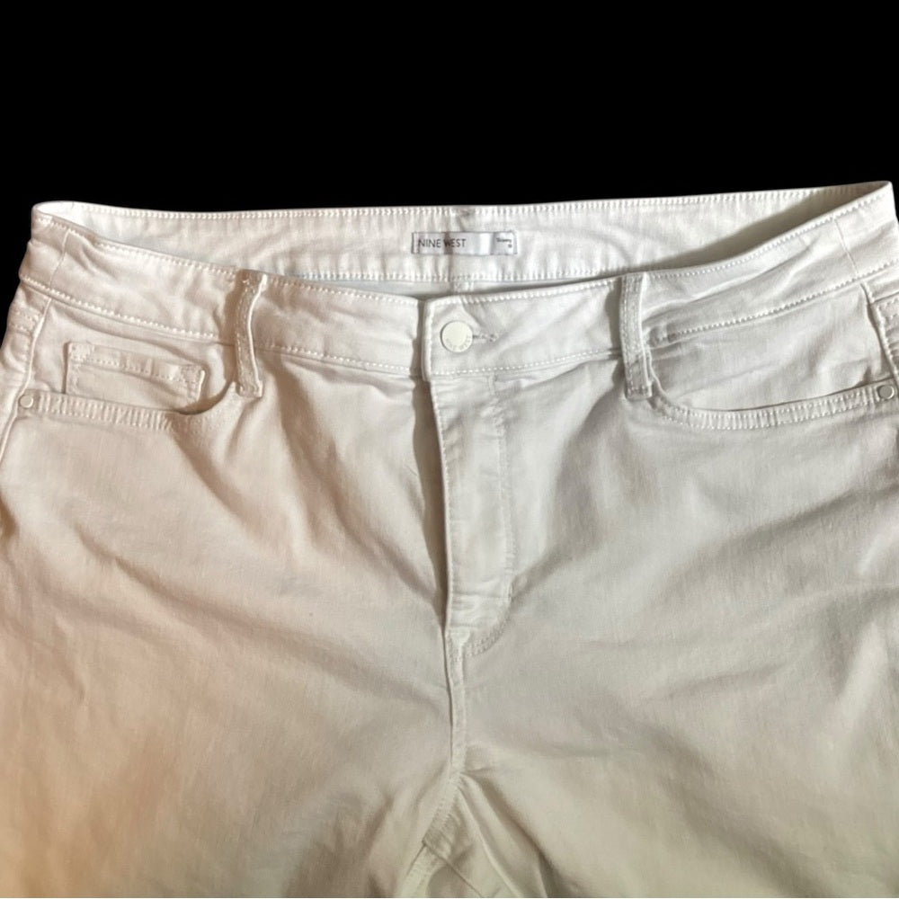 Nine West Women's Straight Leg Jeans in Cream, Plus Size 18