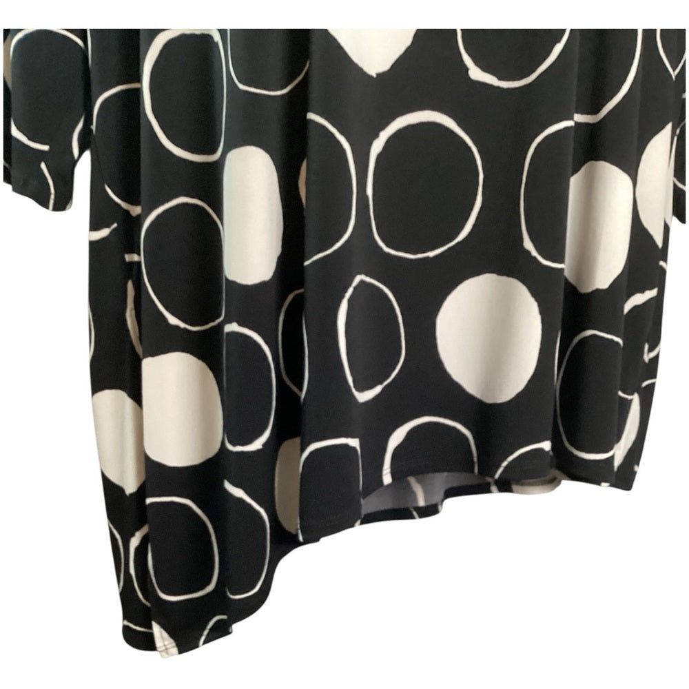 Susan Graver Black and White Circle Print Tunic, Size 3X