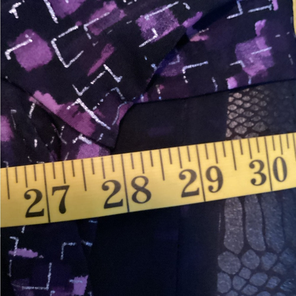 Susan Graver Purple and Black Blouse, Stretch, Plus Size 3X