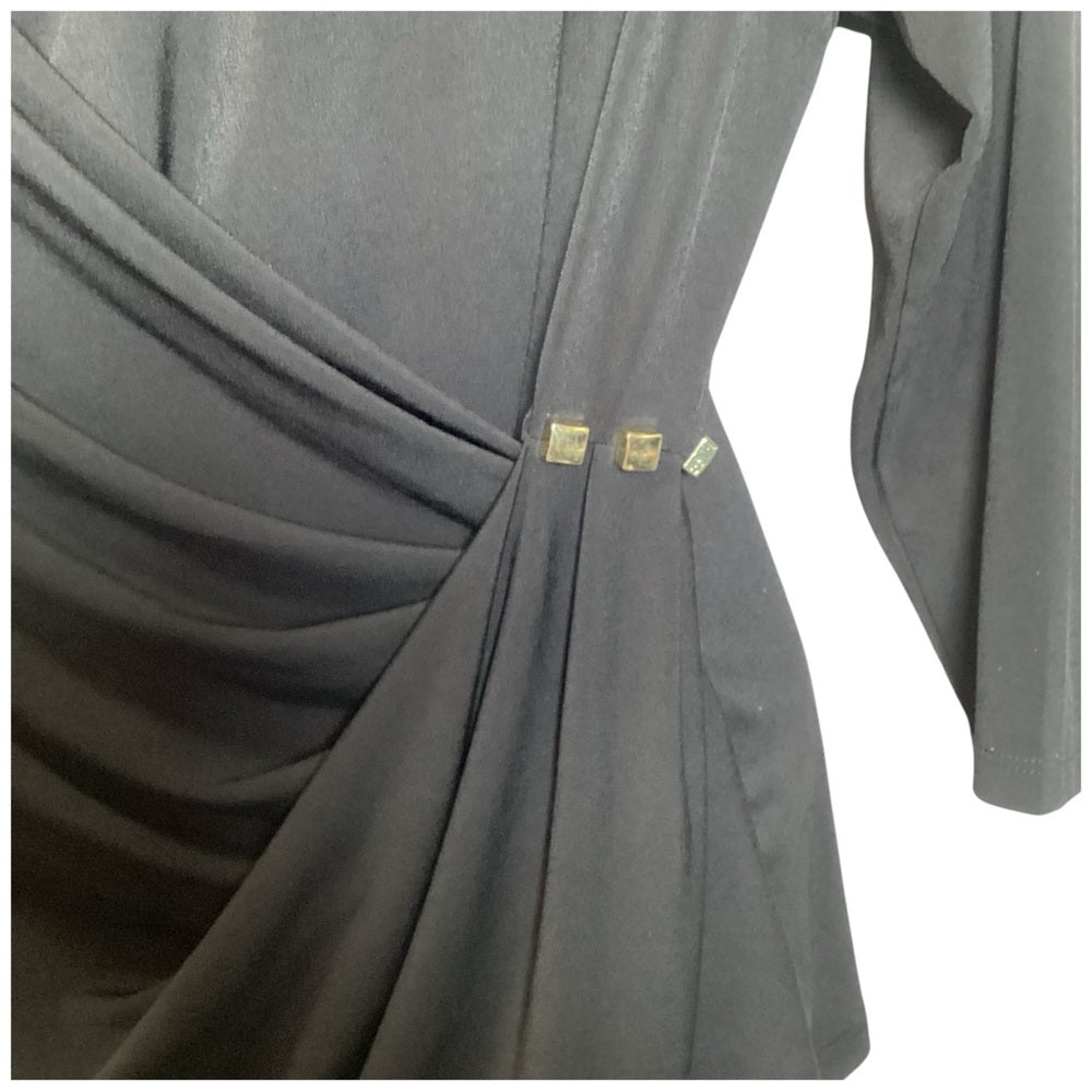 Premise Black Draped Blouse, Stretch, Plus Size 2X