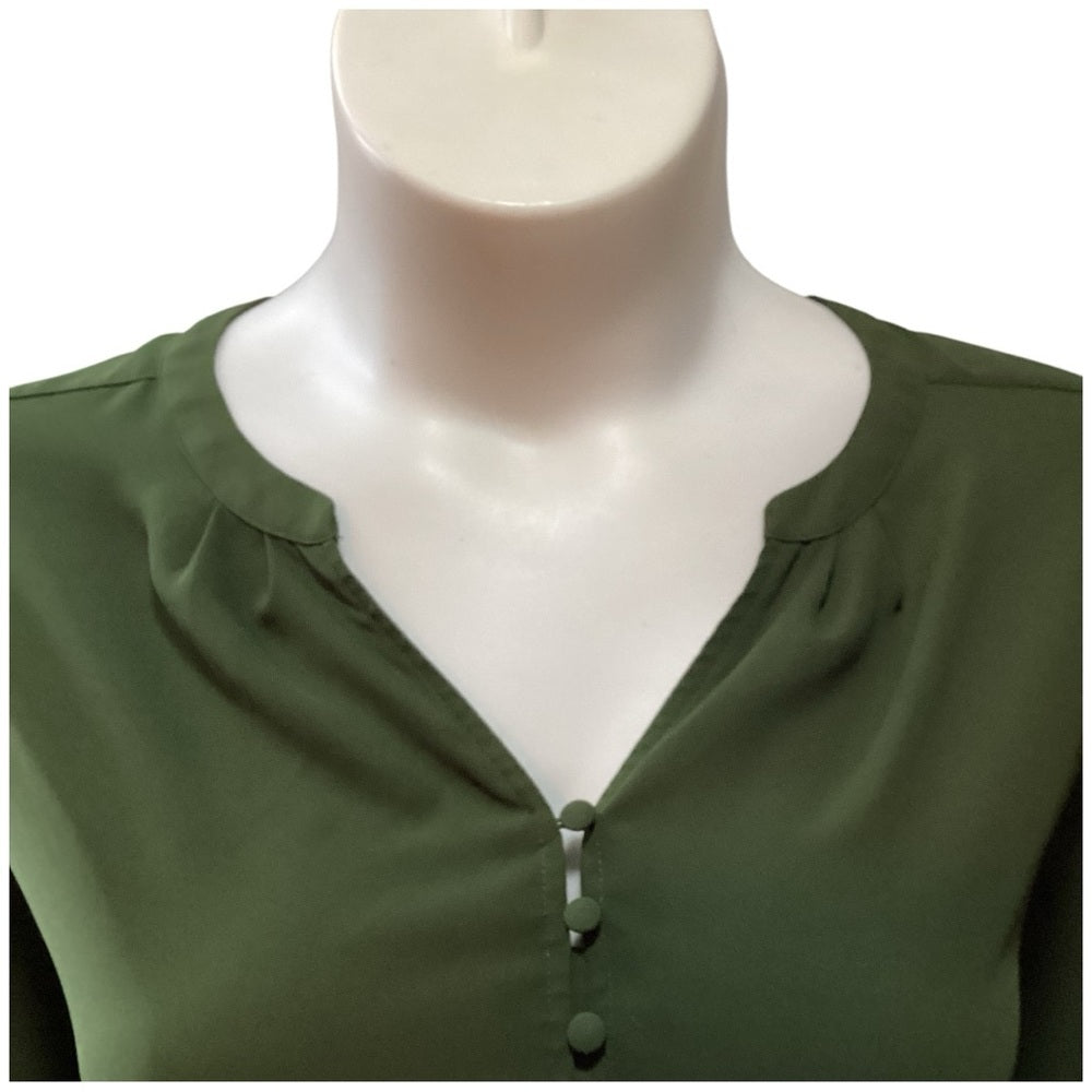 Cato Olive Green Button-Front Blouse Plus Size 4X