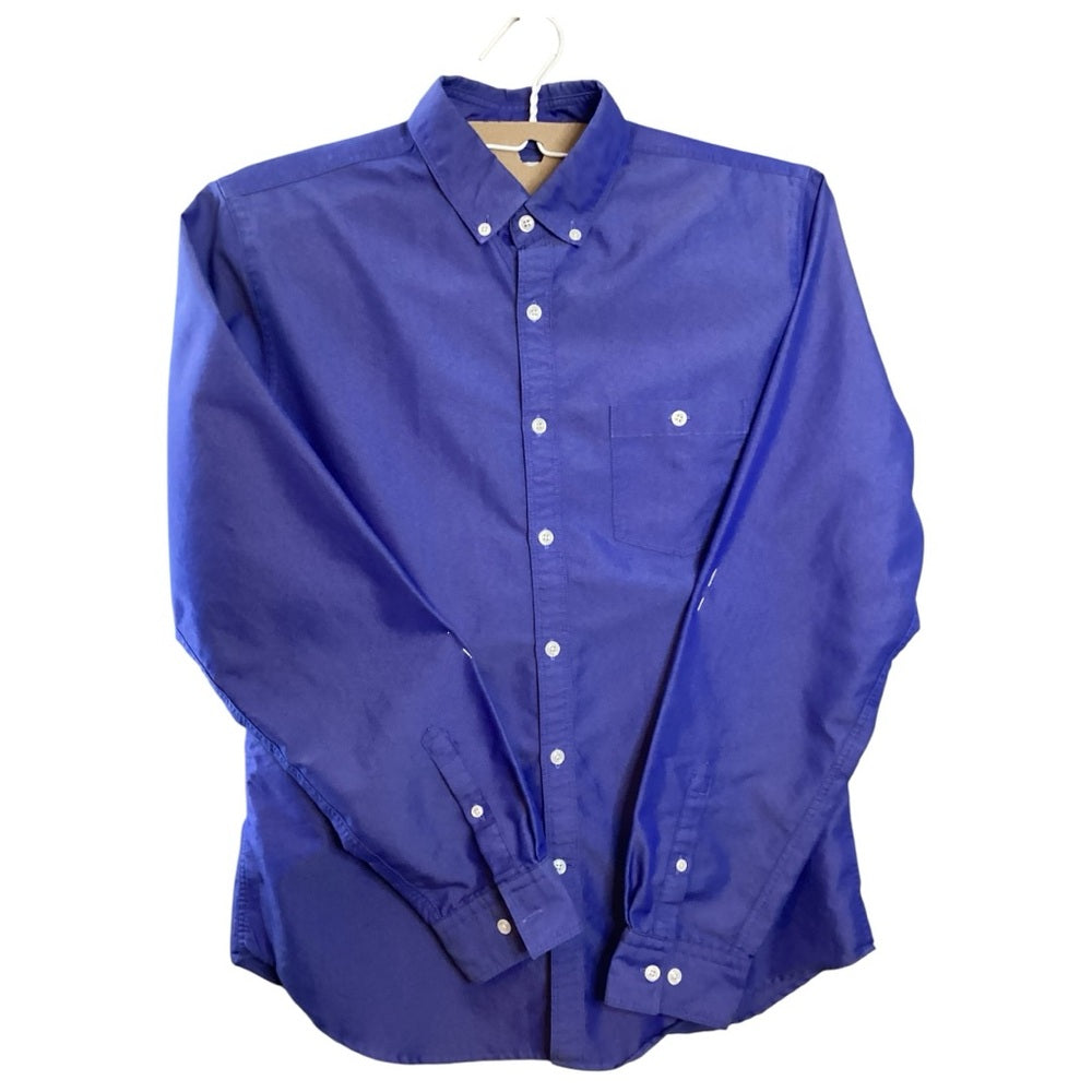 Express Vibrant Blue Casual Button-Down Shirt, Size Medium Fitted