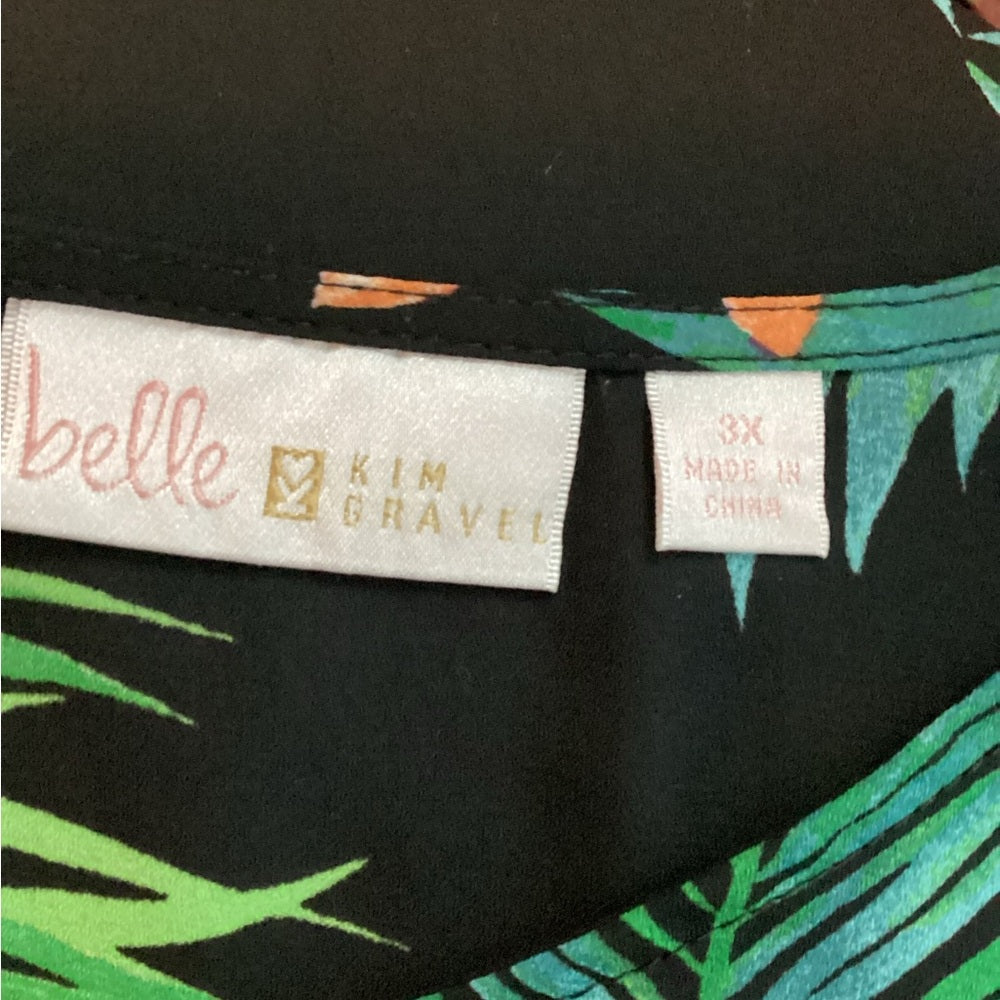 Belle by Kim Gravel Floral V-Neck Blouse Size 3X