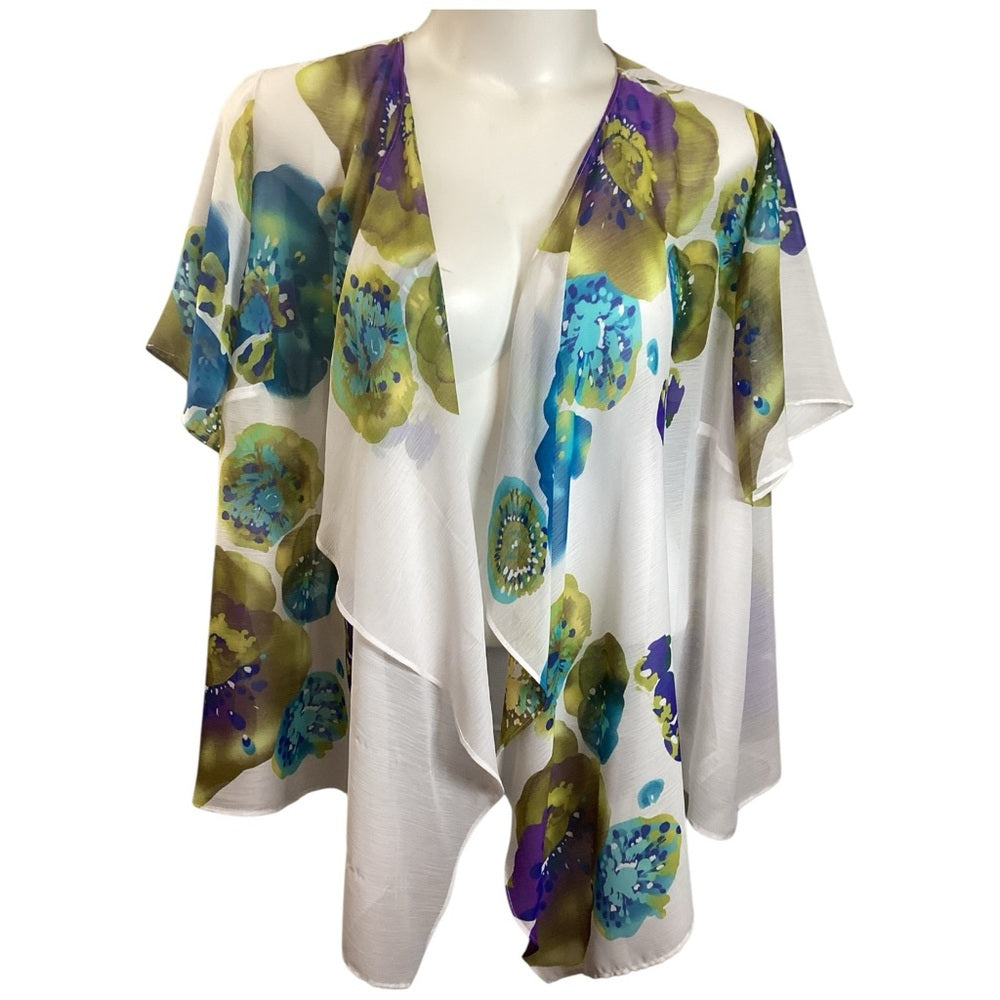 Susan Graver Elegant White Kimono, Plus Size 2X