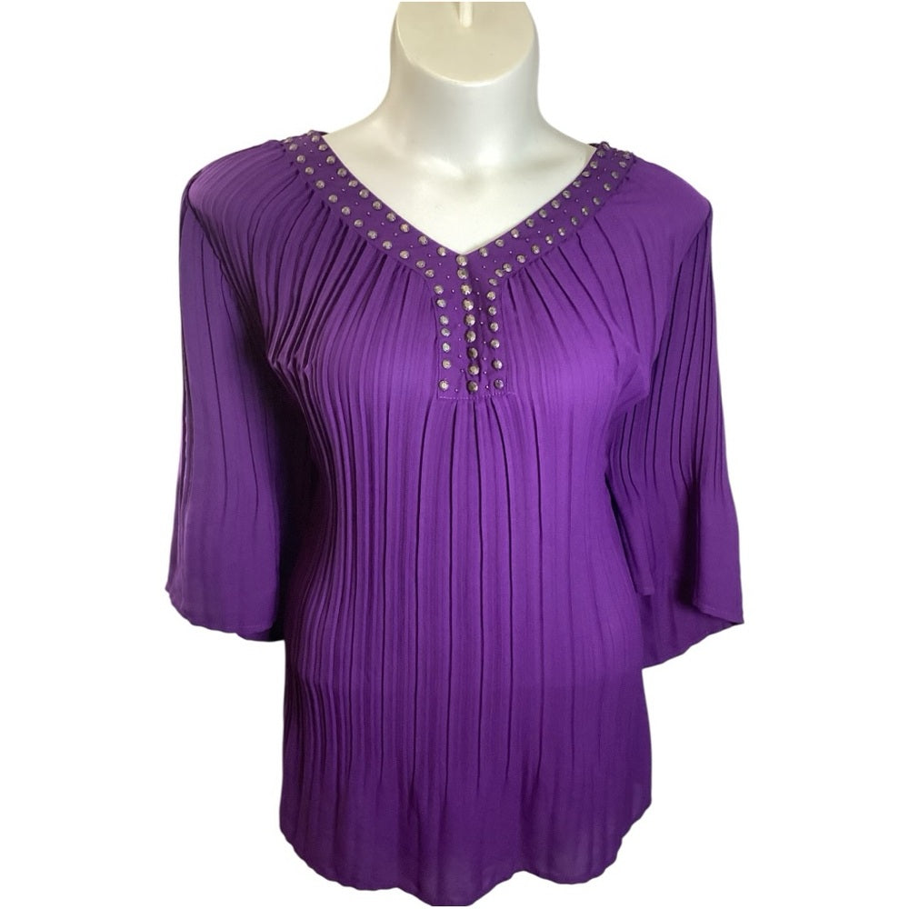 Woman Within Violet Studded Blouse, Plus Size 2X