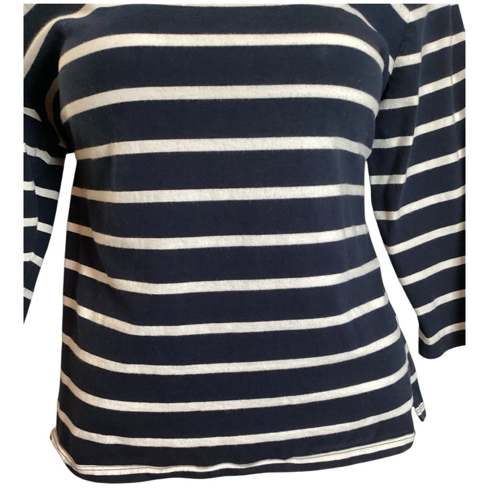 Talbots Navy Blouse with White Stripes and Dots, Plus Size 2X