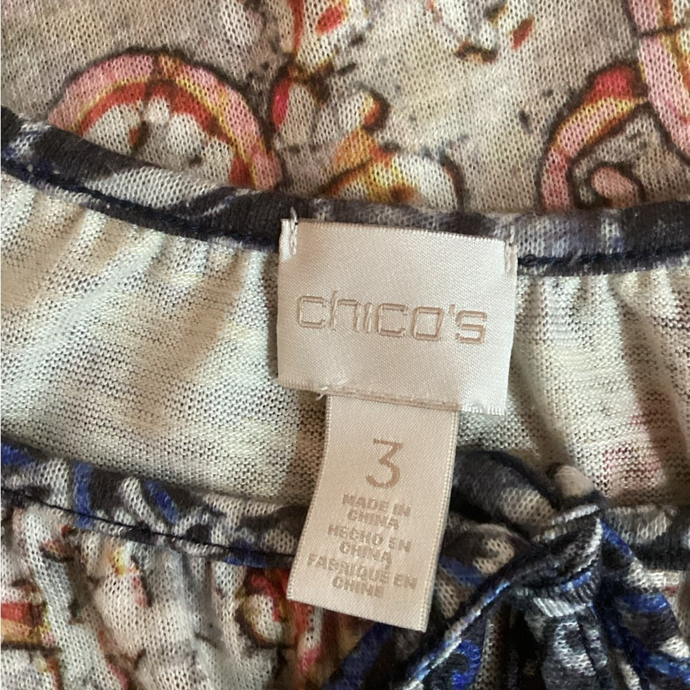 Chico's Multicolor Paisley Blouse with Crochet Hem, Plus Size XL (3)
