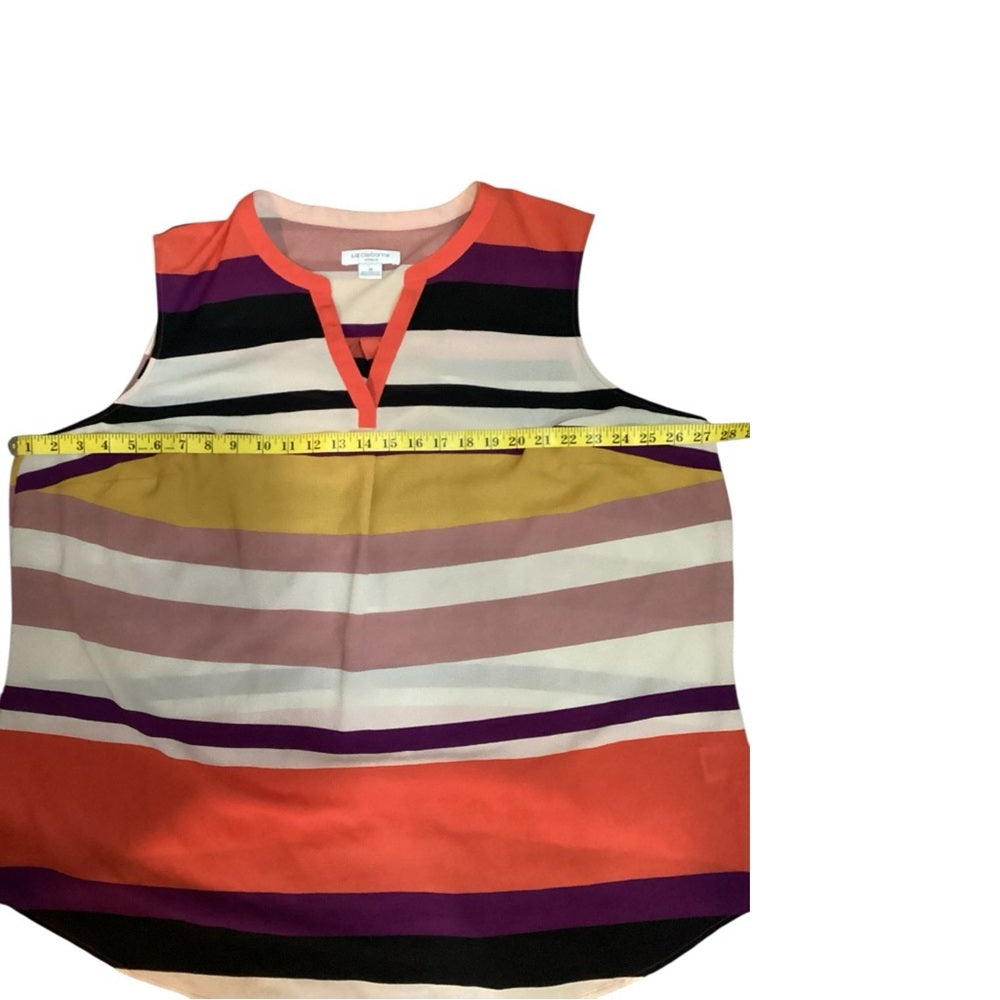 Plus Size, Liz Claiborne Red and Black Sleeveless Blouse Relaxed Fit, 3X