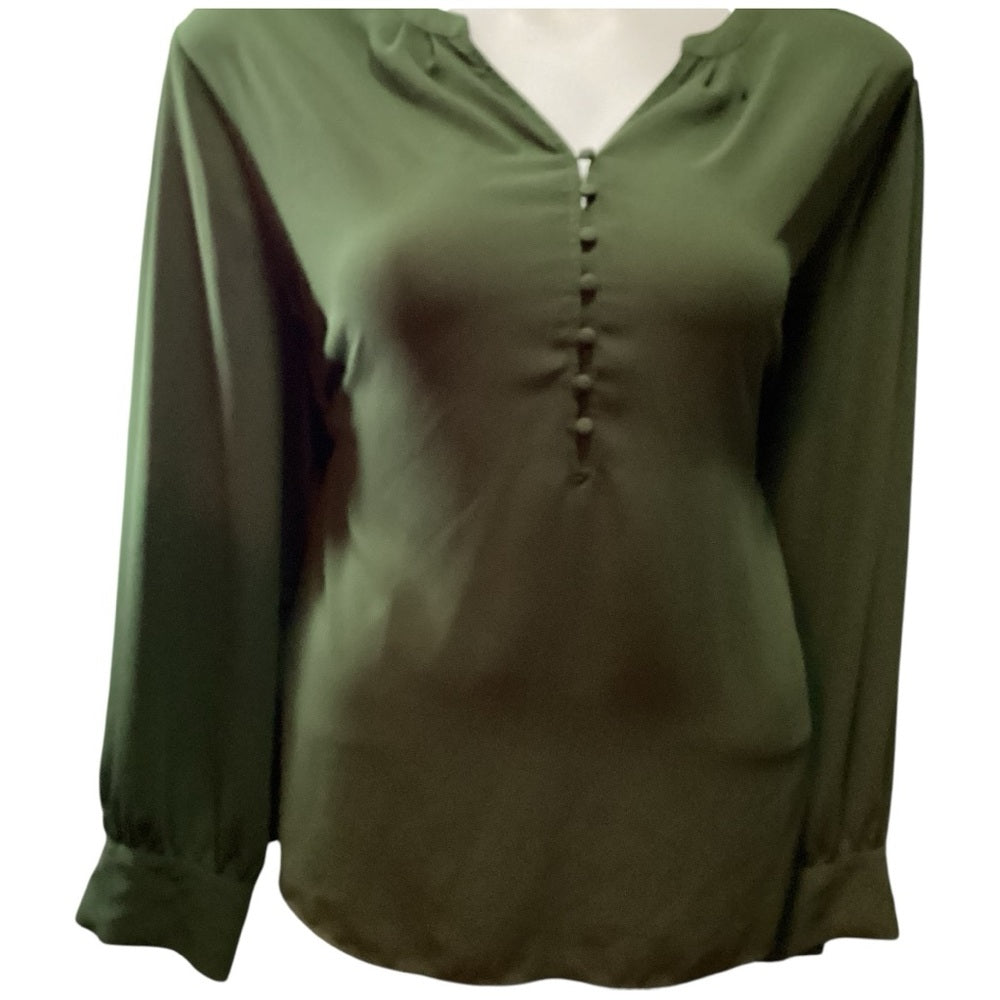 Cato Olive Green Button-Front Blouse Plus Size 4X