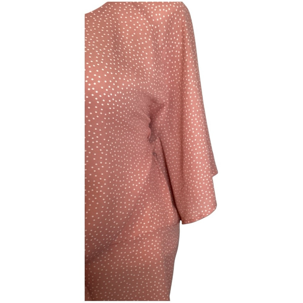 Elegant Pink Tie-Front Blouse, Size 3X