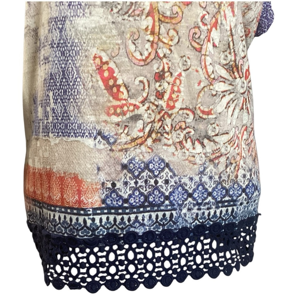 Chico's Multicolor Paisley Blouse with Crochet Hem, Plus Size XL (3)