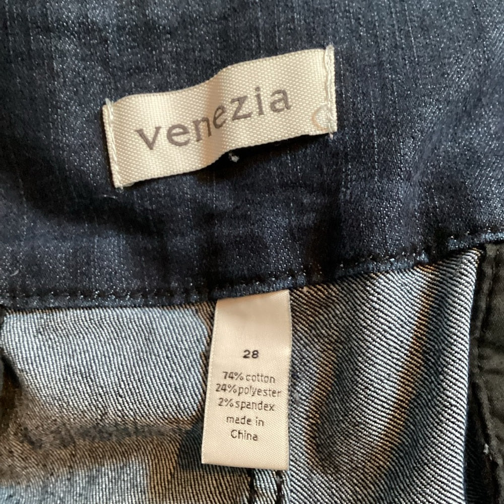 Venezia Navy Flare Jeans, Wide Leg, Stretch, Plus Size 28