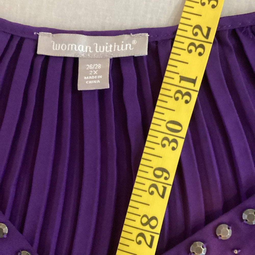 Woman Within Violet Studded Blouse, Plus Size 2X