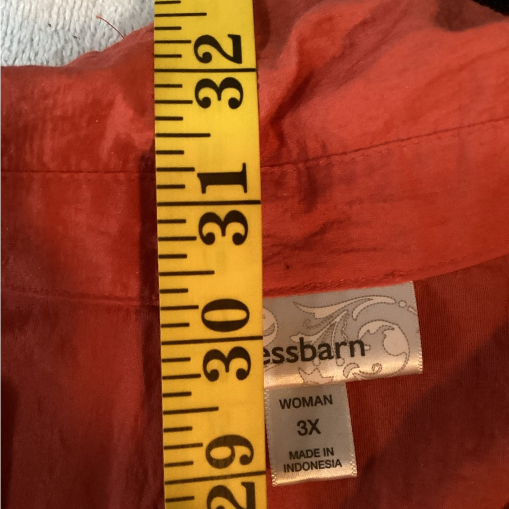dressbarn Women's Bold Coral Button-Down Shirt Plus Size 3X