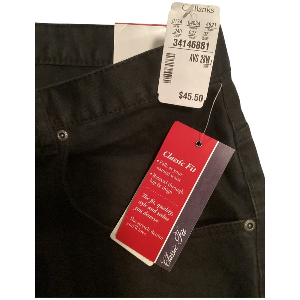 CJ Banks Classic Black Straight Leg Jeans, Plus Size 28W