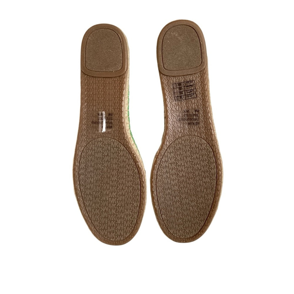 Michael Kors Green and Brown Espadrille Flats, Size 8.5