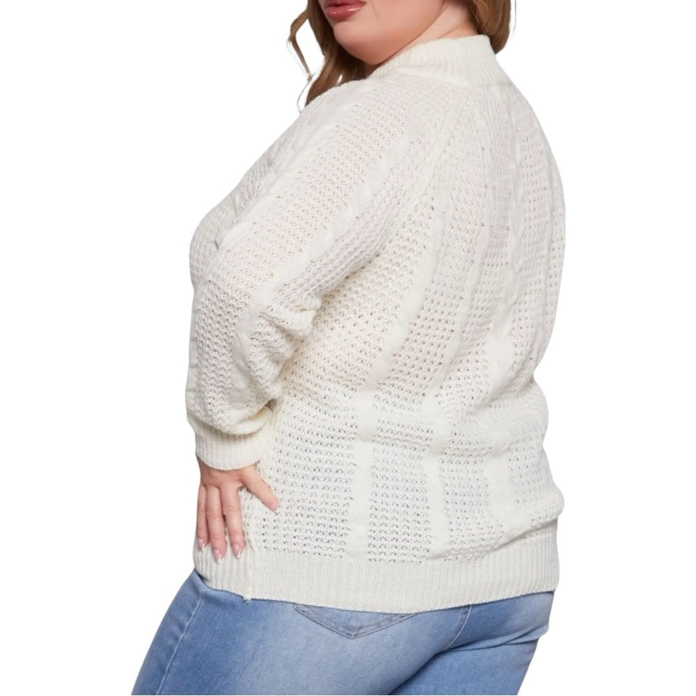 Elegant Cream Sweater for Women, Plus Size 1X