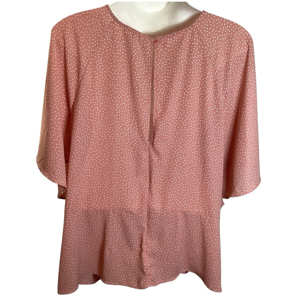 Elegant Pink Tie-Front Blouse, Size 3X