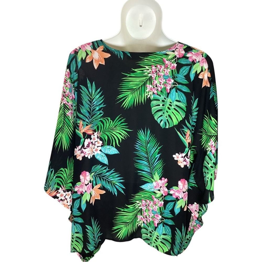 Belle by Kim Gravel Floral V-Neck Blouse Size 3X