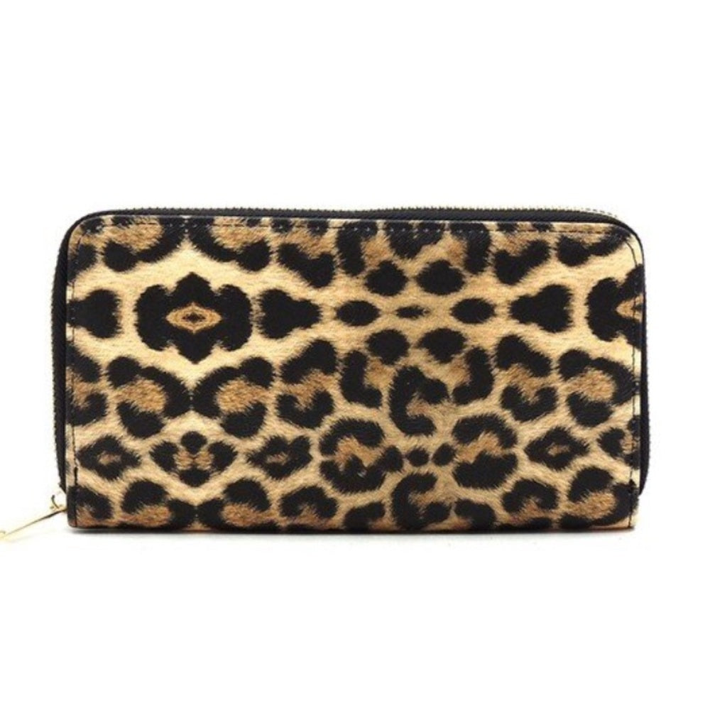 Elegant Leopard Print and Gold Satchel Set