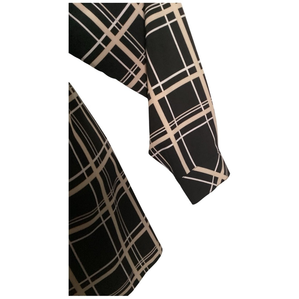 Susan Graver Black and White Checkered Button Down Shirt Size 2X