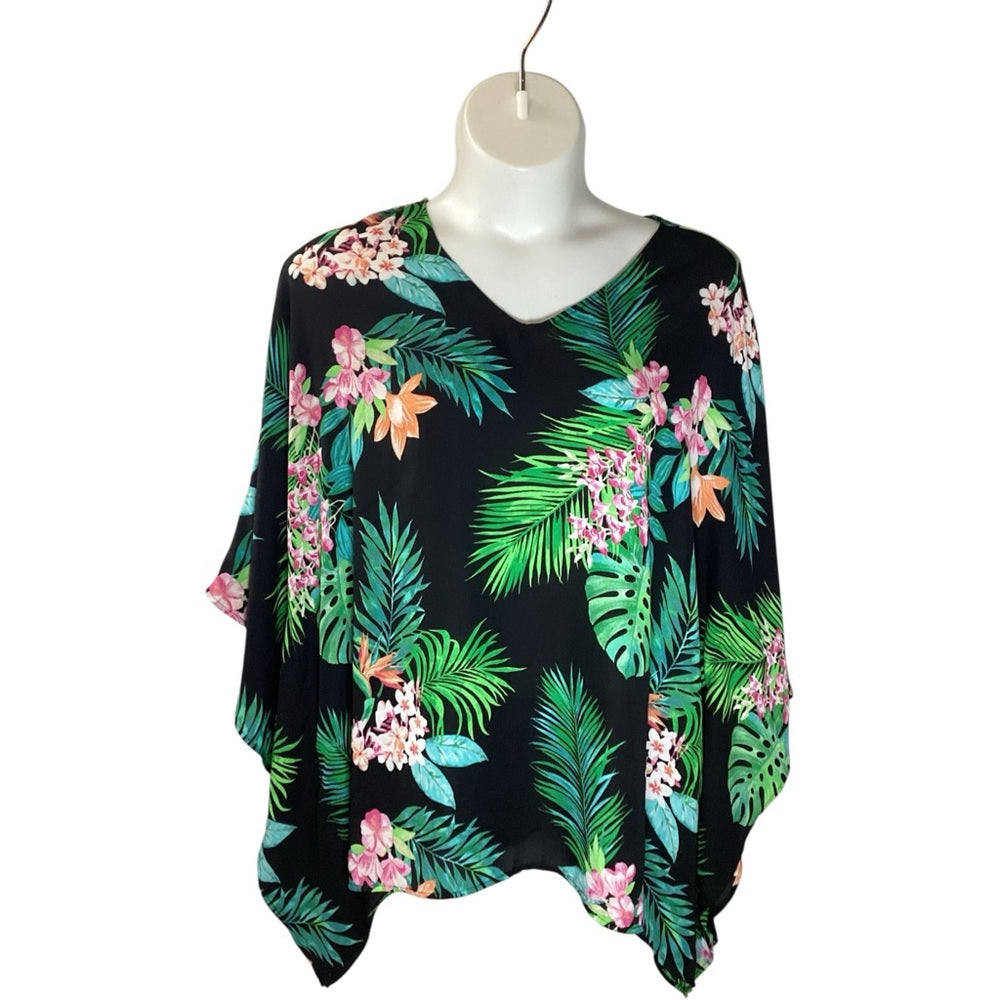 Belle by Kim Gravel Floral V-Neck Blouse Size 3X